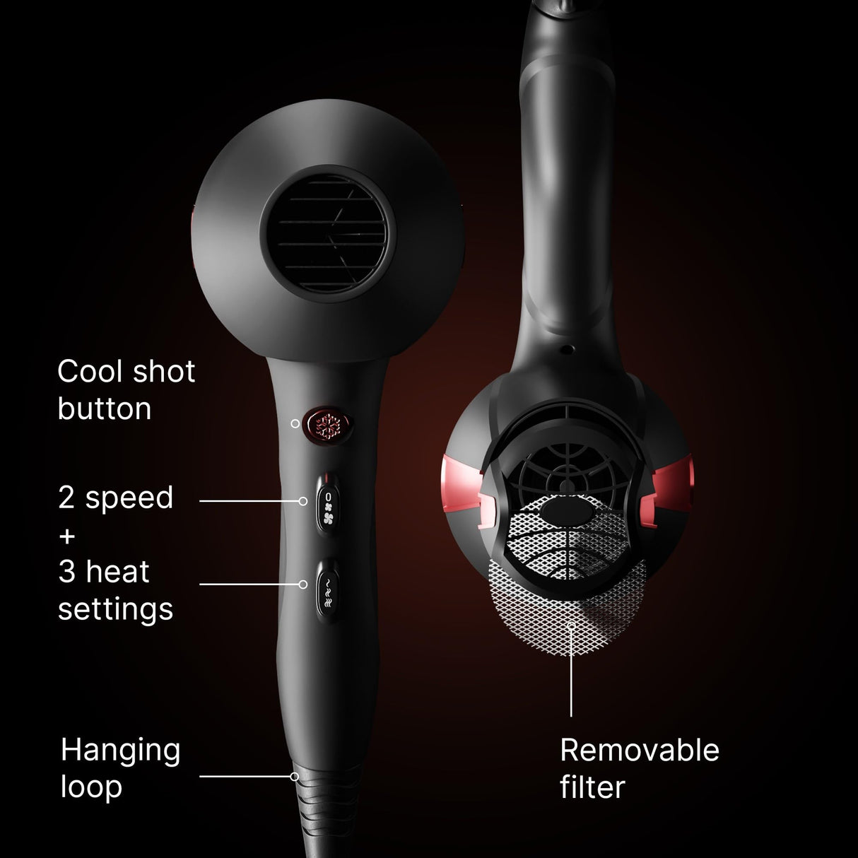 Diffuser Hair Dryer - Professional Ionic Hair Dryer with Powerful 2200W Motor for Quiet and Fast Drying - Negative Ions Reduce Frizz and Maintain Hair Health - Diffuser Attachment for Curly Hair