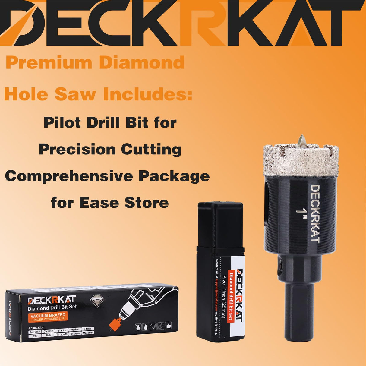 1 Inch Diamond Hole-Saw Bits with Pilot Drill Bit - 2pc 1" Diamond Tipped Tile Hole Saws with Guiding Bit Accurate Drilling for Porcelain Tile Ceramic Pottery Granite Stone Glass Bottles 25mm