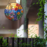 RVEAFA Wildflowers Sun Catcher Stained Glass Window Hanging Plant Lover Gifts for Women Wildflowers Wall Decor Handmade Sun Catcher Decoration for Window Garden Home Christmas & Birthday Gifts