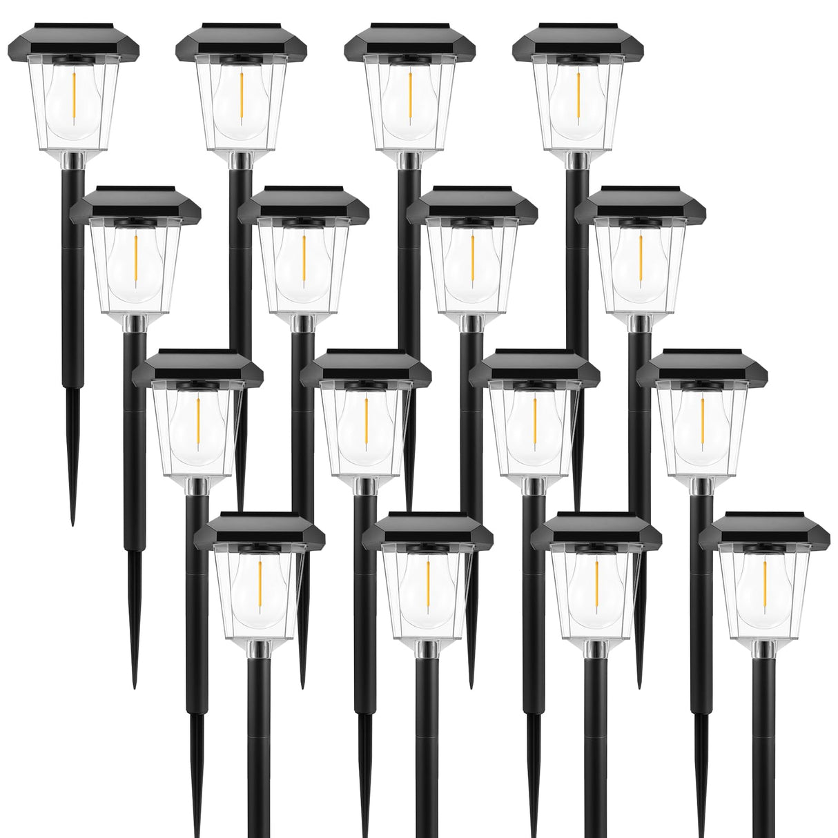 Ruboliy 16Pack Solar Outdoor Lights, Solar Landscape Lighting for Path Walkway Lawn Garden Yard Outside Décor, Black