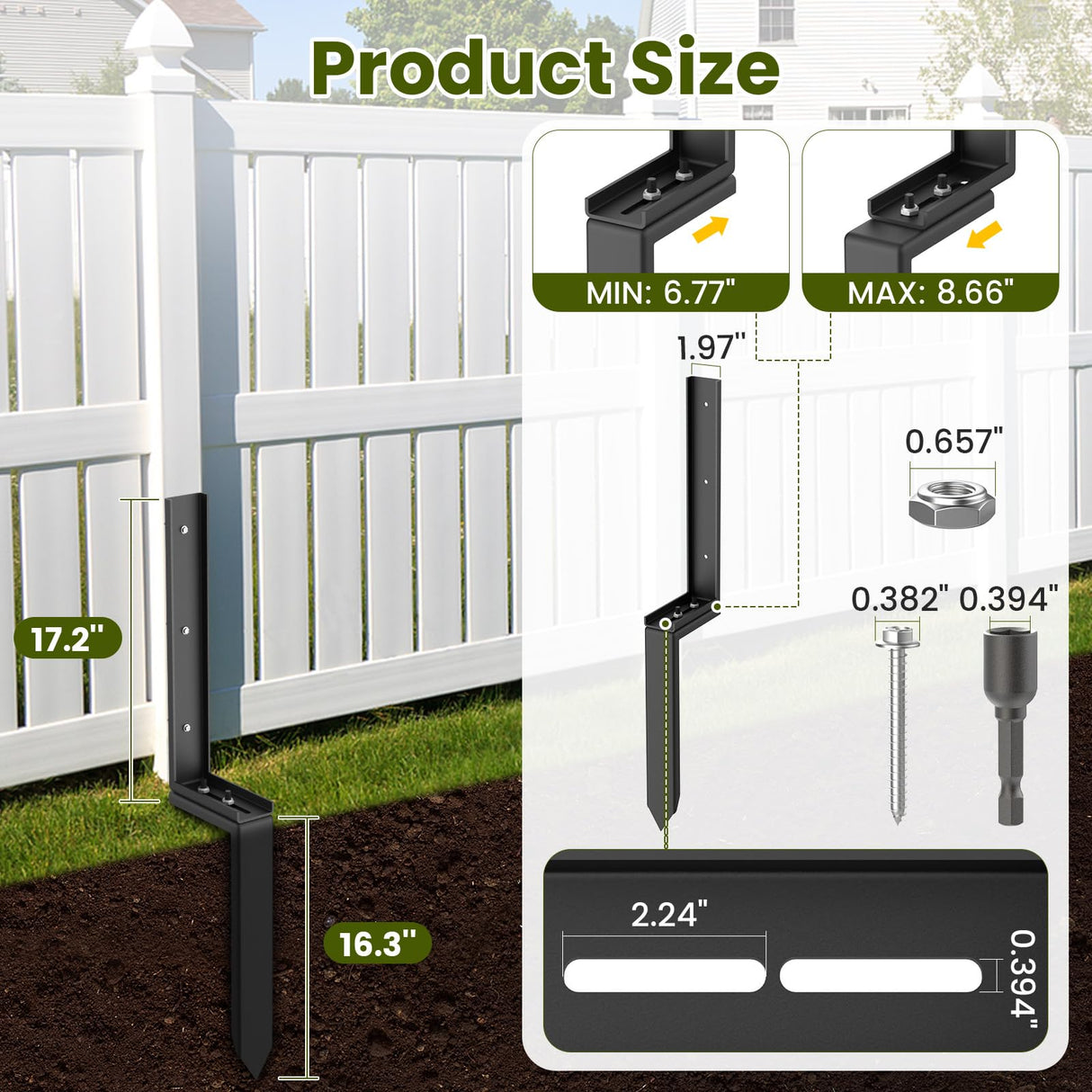 Housolution Fence Post Repair Kit,Separated Fence Post Anchor,1 Pack