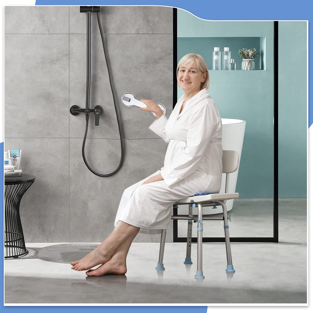 Grab Bars for Shower, 12 Inch Shower Handle Strong Suction Shower Grab Bar for Shower Chair Stool, Bathroom Safety Bar for Seniors, Elderly (2 Pack)