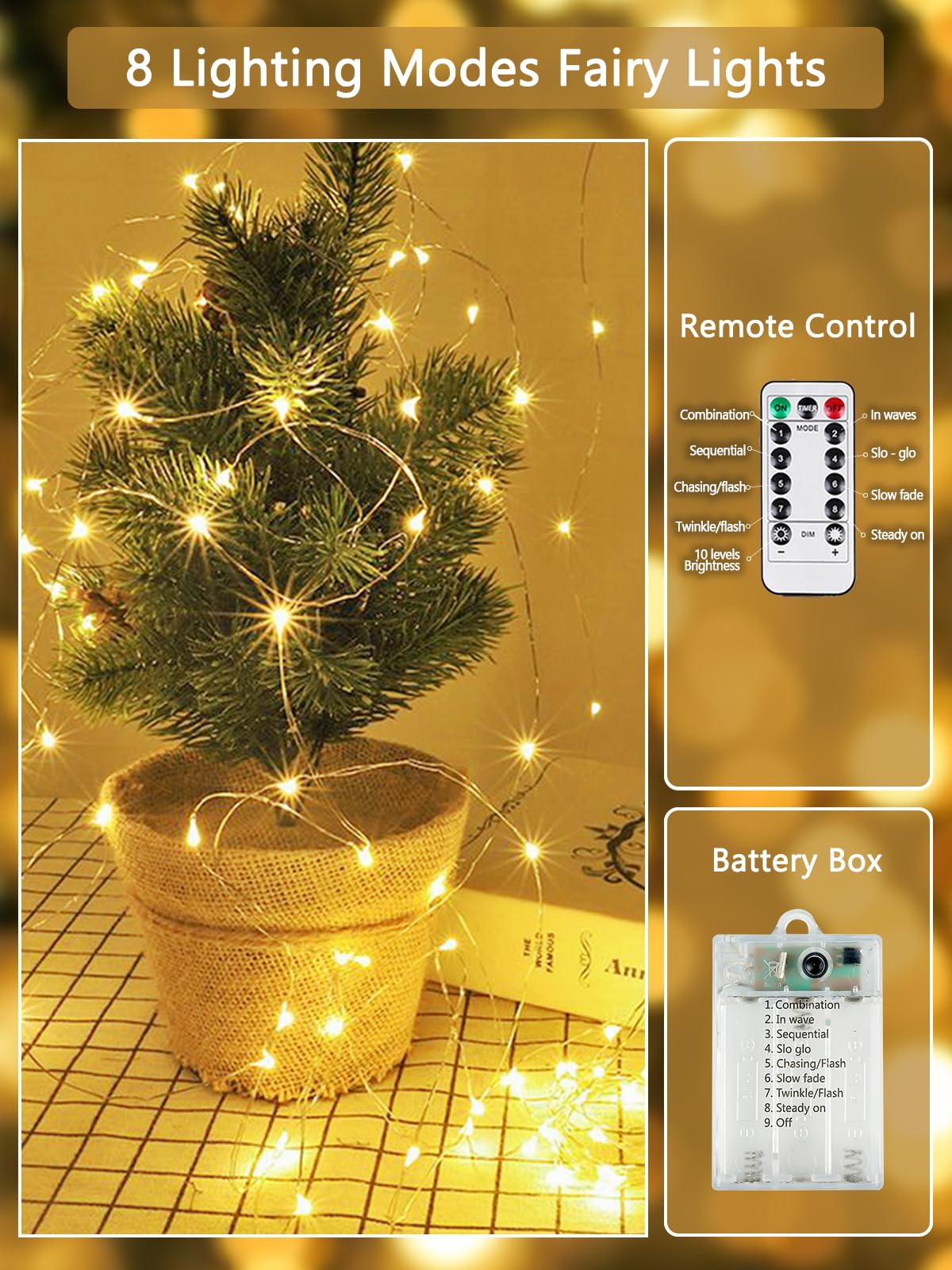 3-Pack 78FT 240 LED Fairy Lights Battery Operated with Timer & Remote, Waterproof Twinkle Lights Indoor Outdoor 8 Modes for Bedroom Centerpiece Wedding DIY Party Christmas Classroom Dorm Decoration