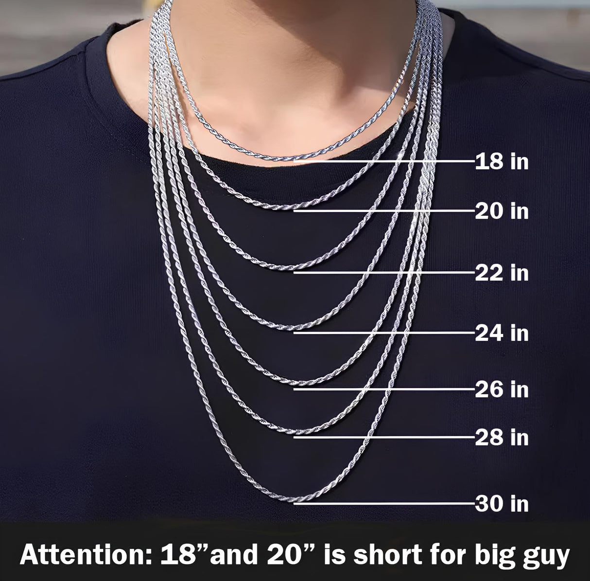 OLARCU 2.5mm/4mm Silver Stainless Steel Wheat Chain Necklace Jewelry for Men (2.5mm-Silver, 26 Inches)
