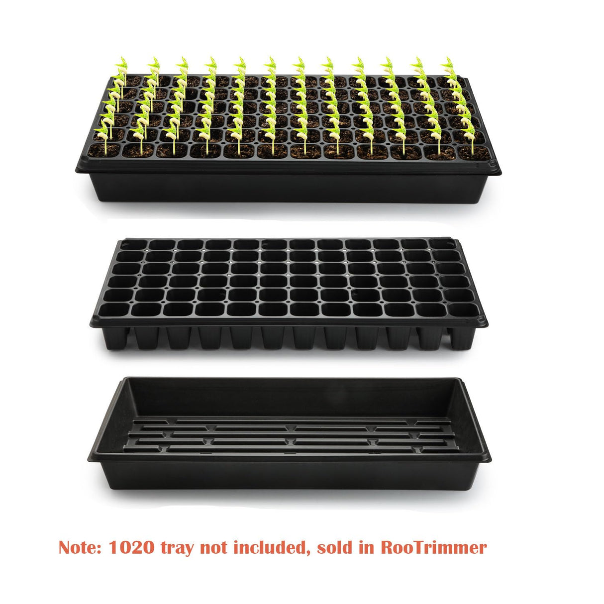 RooTrimmer Deep 72 Cell Seedling Trays, Thick Durable 72 Cell Plug Tray Big Cell Seed Trays for 1020 Flat Trays Germination (10-Pack, 21.25"×11", 2.36" Height, High)