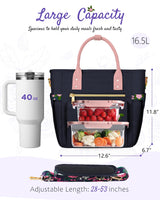 GLORIEROO Deluxe Insulated Lunch Box Bag Women - Leakproof Waterproof Cooler with Multi Pockets Removable Strap for Work Picnic - Teacher Mothers Day Christmas Birthday Gifts