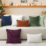 decorUhome Christmas Chenille Soft Throw Pillow Covers 24x24 Set of 2, Farmhouse Velvet Neutral Decorative Euro Fall Pillow Covers with Stitched Edge for Couch Sofa Bed Home Decor, Forest Elf