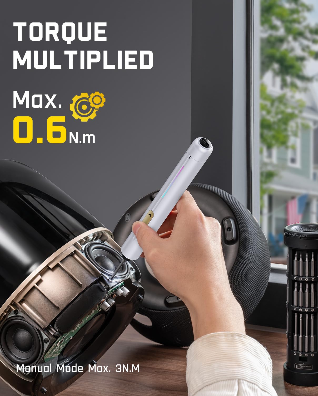 Fanttik E2 Ultra Electric Screwdriver, 0.6N.m Mini Screwdriver Set, 50 Magnetic Bits, 5/32'' Precision Screwdriver for Laptop, PC, Phone, 3D Printer, RC Cars, Electronics Repair Tools for Dad (White)