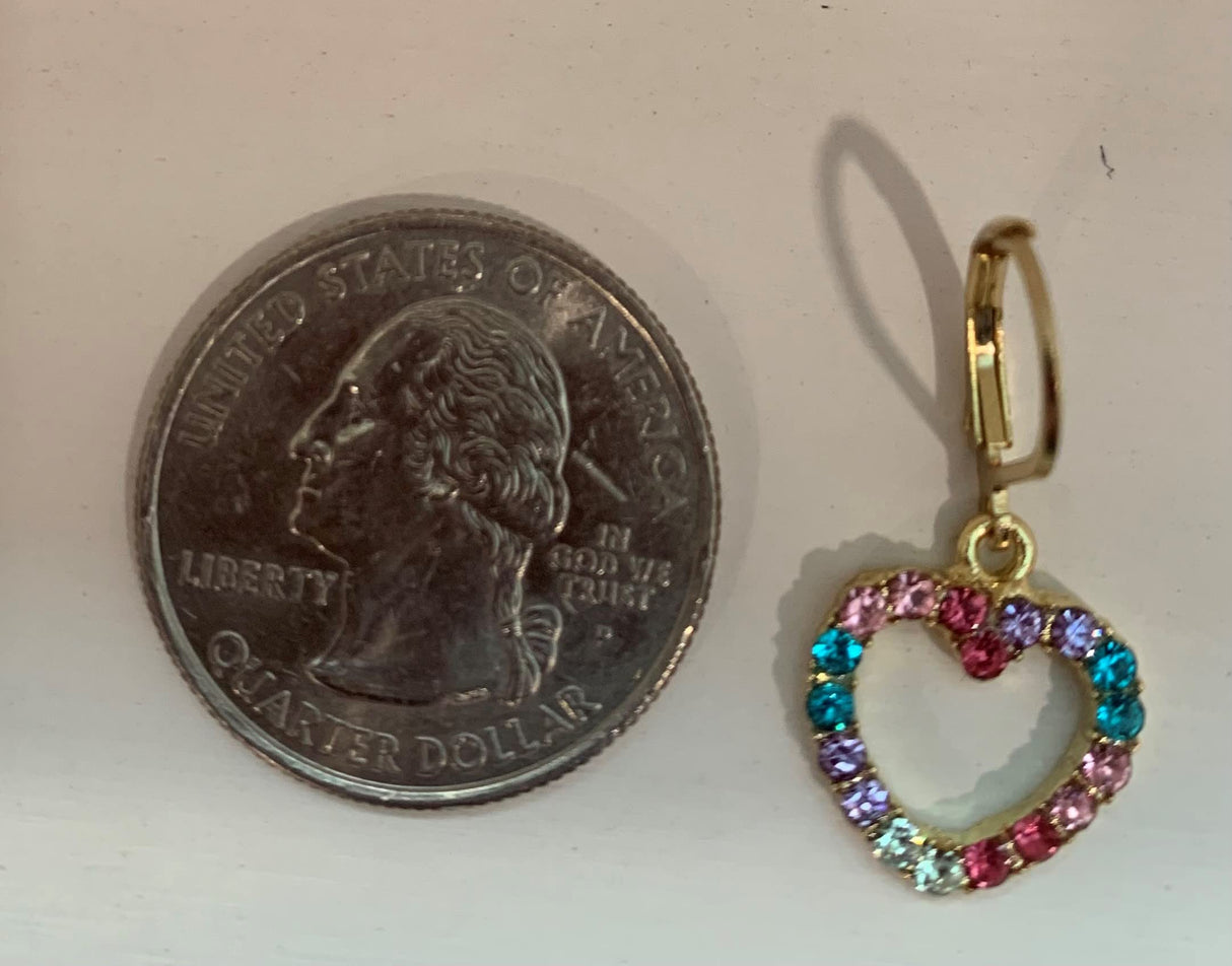 Earrings for Girls - 14k Gold-Plated Multi Color Rainbow Dangle Lever-back Earring - Hypoallergenic and Nickel Free For Sensitive Ears (Heart)