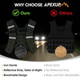 APEXUP Weighted Vest with 5lbs/10lbs/15lbs/20lbs/25lbs/30lbs Weights and Reflective Stripe, Weight Vest Men Women for Workout, Strength Training, Running (Green, 10lbs)
