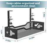 Under Desk Cable Management Tray 2 Pack, Cable Management Under Desk No Drill, Desk Cable Organizer with Clamp Easy to Install for Standing Desk Cord Organizer, Desk Wire Management No Damage to Desk