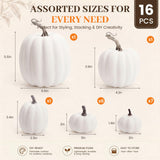 DomeStar 16 PCS White Fake Pumpkins for Decorating, Faux Pumpkins