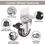 Nefish Side Mount Casters 2 Inch L-Shaped Small Rubber Caster Set of 4, Ball Bearing 360 Degree Plate Swivel Castors Wheel 600 LBS, Casters Wheels for Furniture, Baby Bed, Kitchen, Cabinet, Table