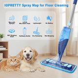 IOPRETTY Microfiber Hardwood Floor Mop - Spray Mop with 4 Washable Pads