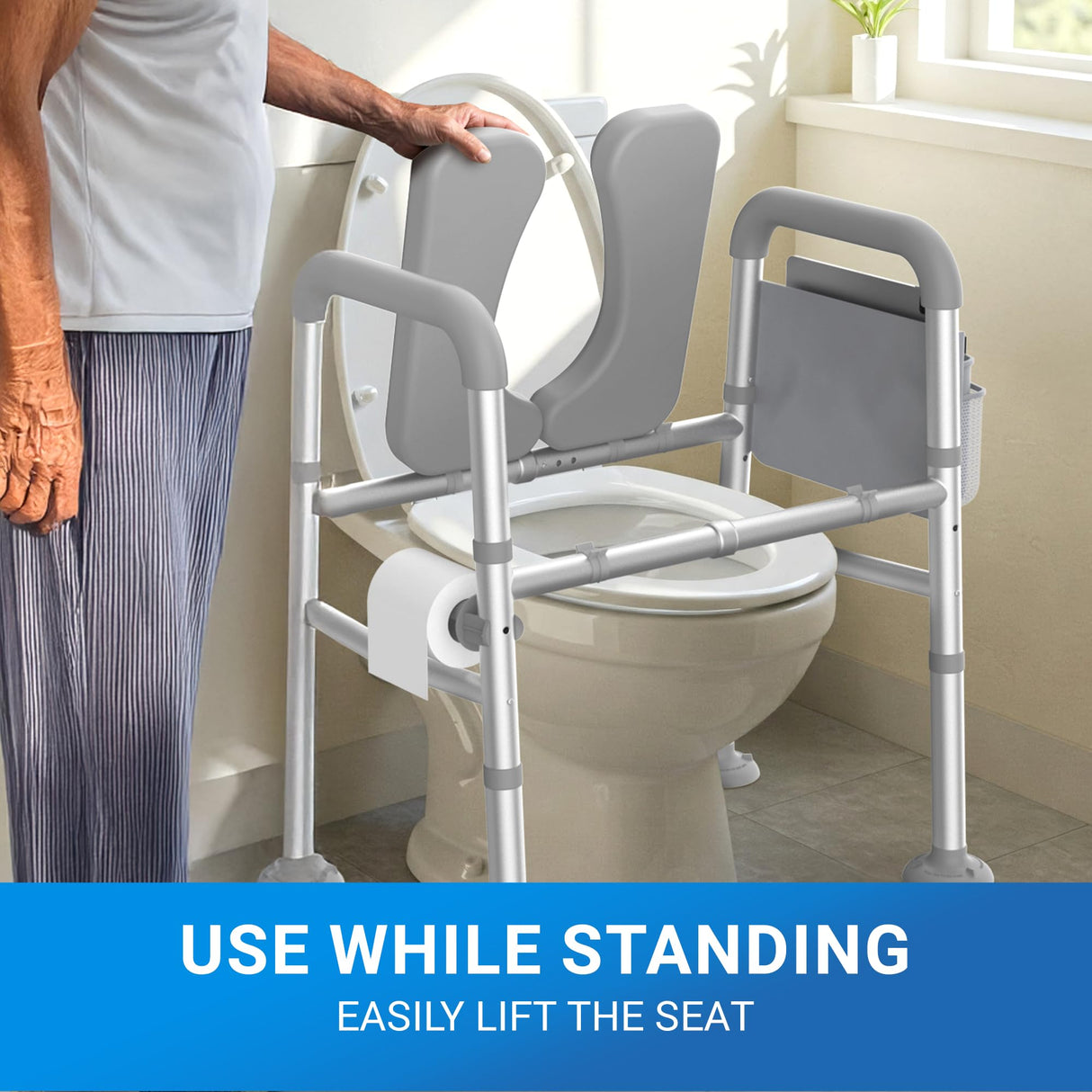 Sliq Toilet Seat Risers for Seniors, FSA HSA Raised Handicap Toilet Seat with Handles Over Toilet, High Capacity Toilet Riser with Handles for Elderly Adults, Handicap, and Pregnant