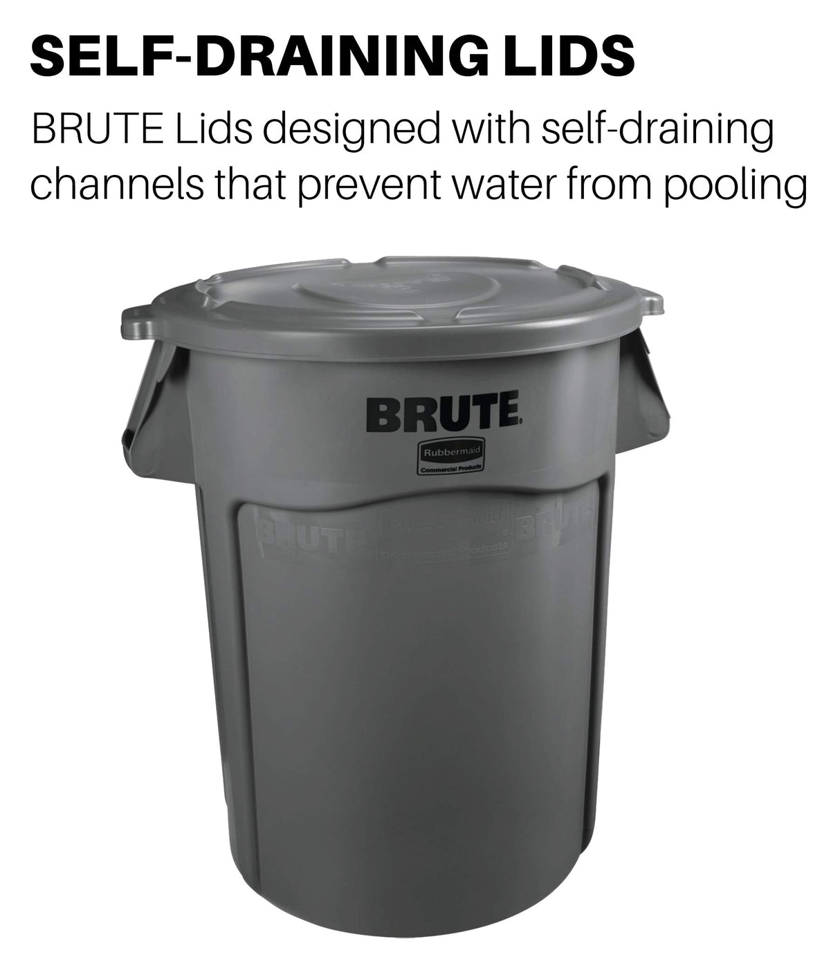 Rubbermaid Commercial Products BRUTE Heavy-Duty Round Trash/Garbage Lid, 55-Gallon, Gray, Compatible with Rubbermaid BRUTE 55-Gallon Can