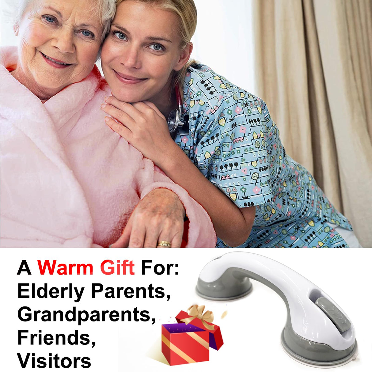 NL'AAHCÉ Grab Bars for Shower Heavy-Duty (2Pack) 12-Inch ADA Compliant Grab Bar for Seniors Shower Handles for Elderly Suction Handicap Safety Handrail for Bathroom Bathtubs Toilet Tiles Glass