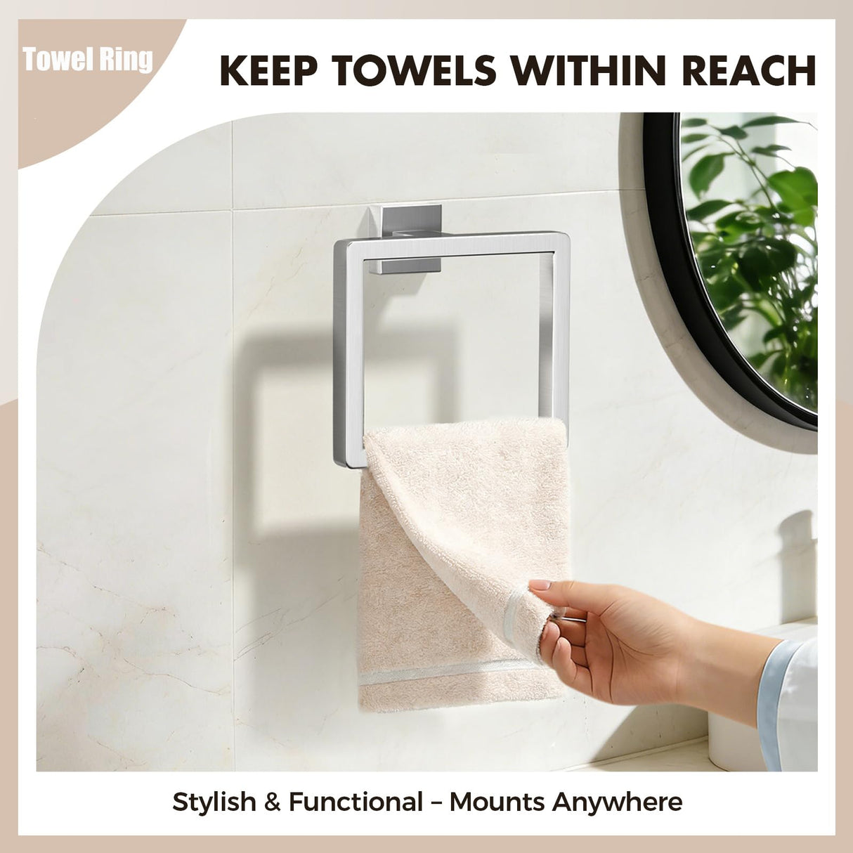 Bathroom Accessories Towel Bar Set: 20 Pieces Brushed Nickel Square Bathroom Hardware SUS304 Stainless Steel - Wall Mounted Towel Rack&Toilet Paper Holder&Towel Ring and Towel Hook