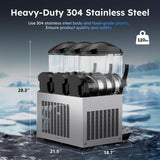 45L 12 Gal Commercial Margarita & Slushy Machine,1300W 110V Frozen Drink Maker Smoothie Machine for Bar,Electric Large Slushie Machine with Self-Cleaning Mode,for Alcohol Beverage Cocktail Juice