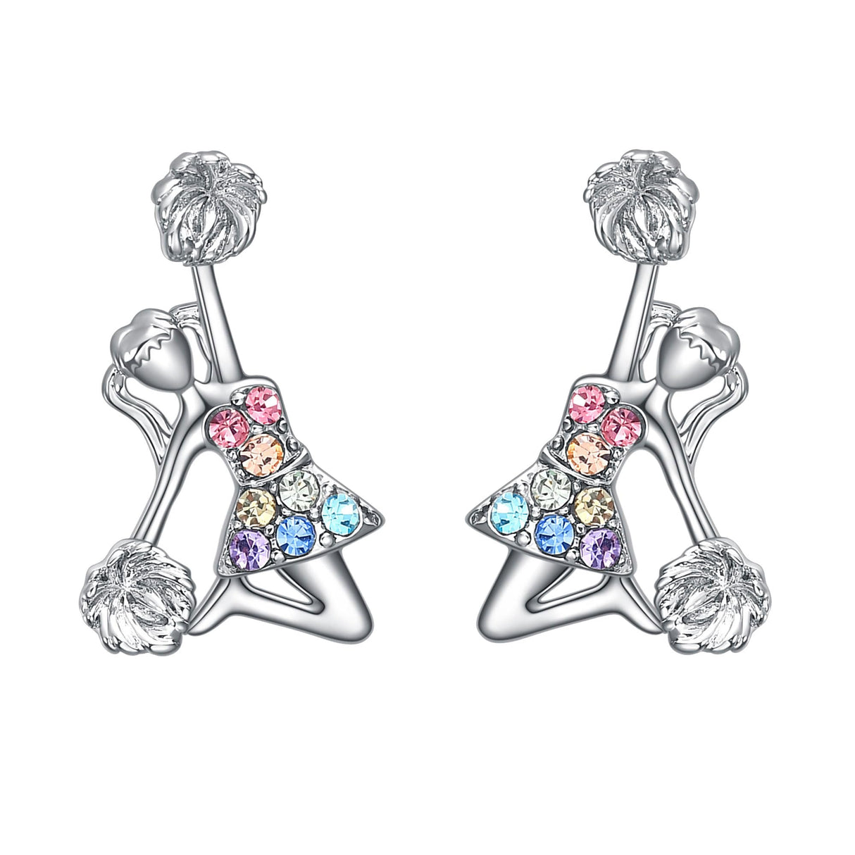 Girls's Cheerleader Earrings Stud Gifts,Sport Cheerleader Jewelry Cheer Accessories Birthday Gifts for Cheerleading Lovers