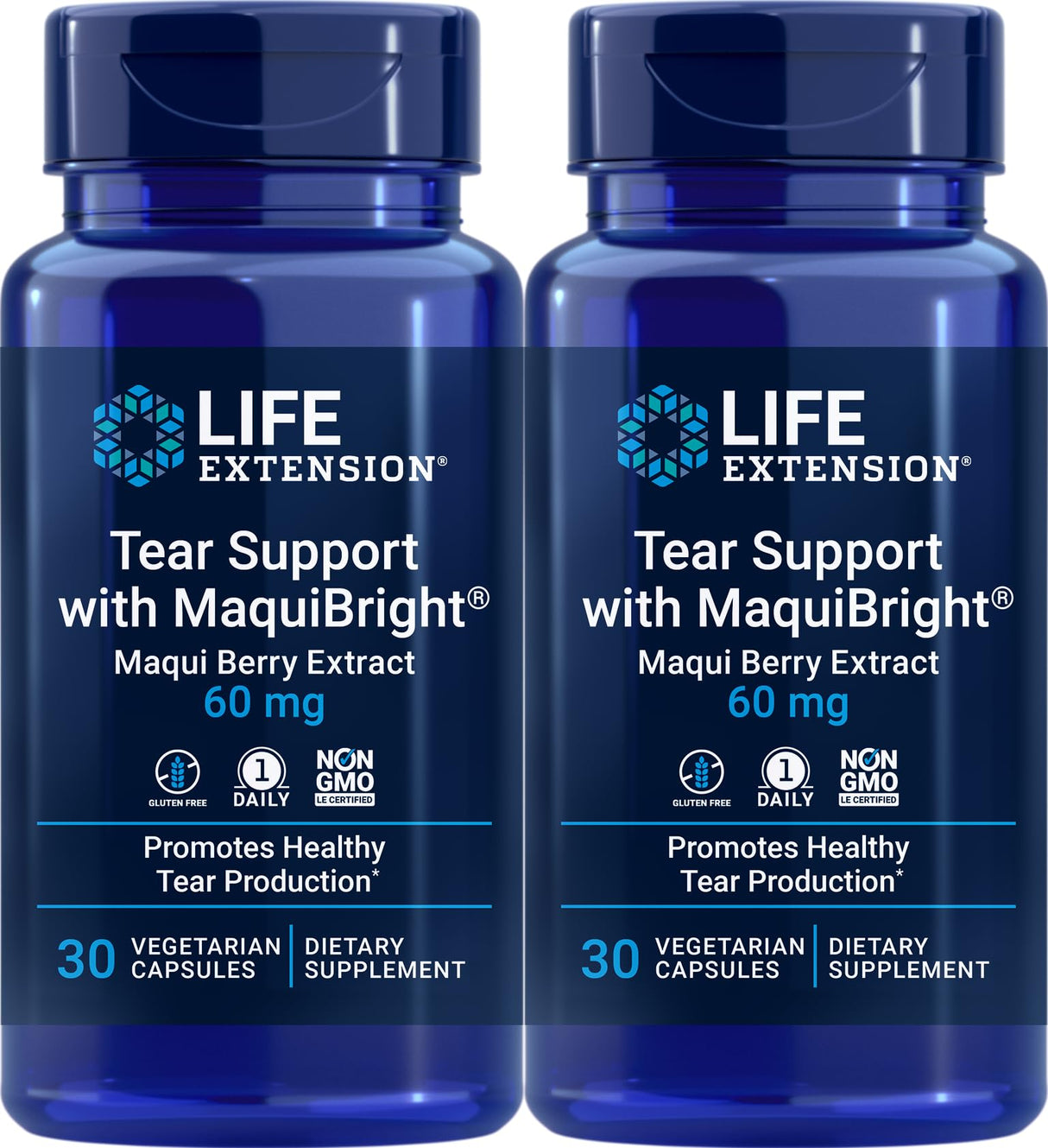 Life Extension Tear Support with MaquiBright 60 mg, 30 Vegetarian Capsules (Pack of 2)