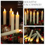 PChero Flameless Flickering Taper Candles with Remote Timer and Dimmer, 6.4 Inch Real Wax Ivory LED Candlesticks Battery Operated for Halloween Christmas Home Wedding Decor