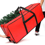 HOMEST Christmas Tree Storage Bag, Fits for 9 ft Xmas Artificials, Zippered Bag with Reinforced Carrying Handles and Wheels, Red (Bag Only)