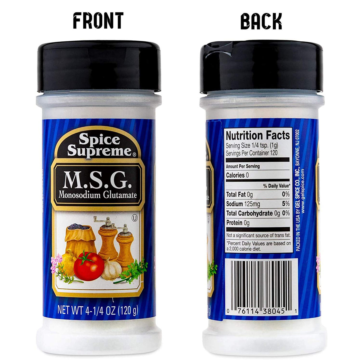 Spice Supreme M.S.G. Monosodium Glutamate, plastic shaker, 4.25-oz.