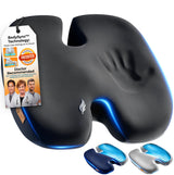 TOP COMFORT Seat Cushion, BodySync™ Technology with Non-Slip Gel & Memory Foam for Tailbone, Sciatica & Back Pain Relief, Office Chair Cushion, Car Seat Cushions for Driving (Black)