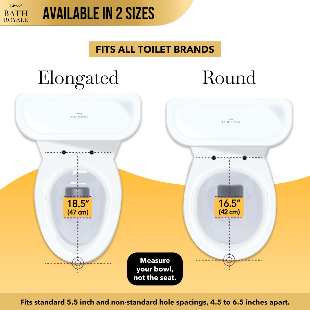 Bath Royale Round Toilet Seat Replacement with Cover BR500-01 Slow Close, Heavy Duty Sturdy, Stain-Resistant, No Jiggle and Easy to Clean, Fits All Toilet Brands, Executive Series - Biscuit/Linen,