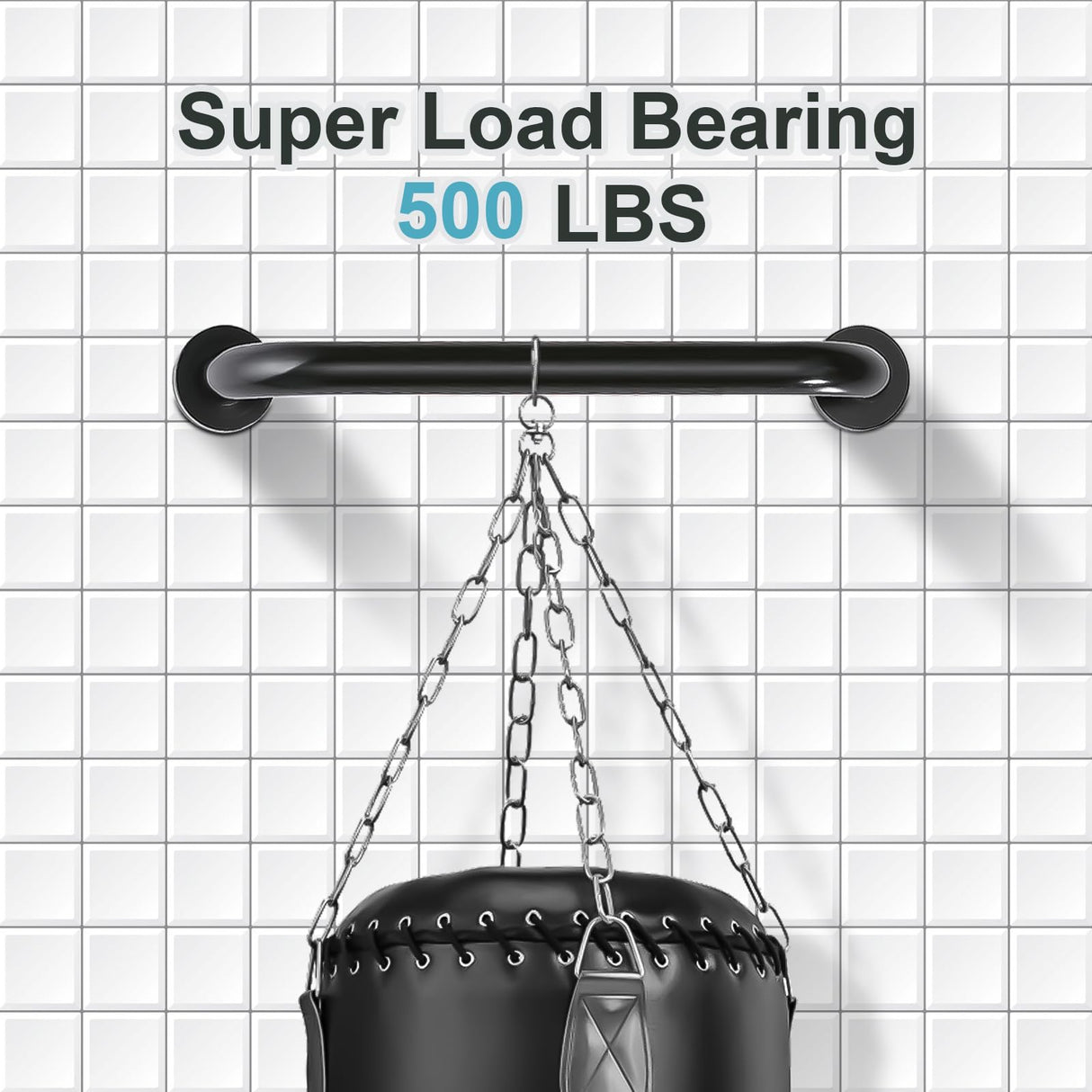 Handicap Grab Bars, 2 Pack 24 Inch Shower Grab Bar for Seniors, 304 Stainless Steel ADA Grab Bars for Bathtubs and Showers, Toilet, Safety Shower Handles for Elderly, Disabled, Injury (Matte Black)