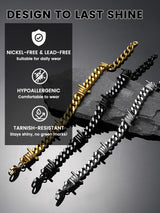 Bestyle Stainless Steel Barbed Wire Bracelets 9mm Thick Heavy Men Hand Chain Unisex Silver Cuban Chain Bracelet Punk Gothic Bracelets for Men Women