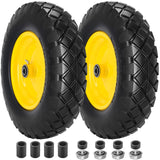 4.80/4.00-8 Solid Wheelbarrow Tire and Wheel 16" Flat-Free Tire with 3" Centered Hub 5/8" & 3/4" Bearings Fits Garden Cart, Hand Truck, Wagon,Trolleys and Trailers
