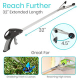 Vive Suction Cup Grabber Reacher 32" - Elderly Grab It Reaching Pickup Tool Heavy Duty for Seniors - Trash, Sticks, Litter Picker Upper - Extra Long Reach Handle & Handy Extension Arm Claw