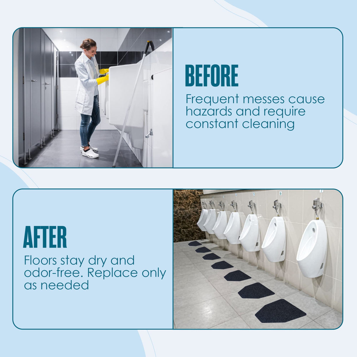Houseables Urinal Mats, Urinal Mats for Men Bathroom, Floor Pads, Disposable Toilet Matt, for Pee, Commercial, Reusable, Urine, Splash Guard, Drip, Restroom, Mens Room, Large, Black, 17.25x20.5”, 12PK