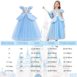 DLLYING Cinderella Dresses For Girls Little Kids Toddler Princess Fancy Dress Up Clothes + Accessories Halloween Christmas Carnival Birthday Party Role Play Cosplay Costume Blue 3-4 Years