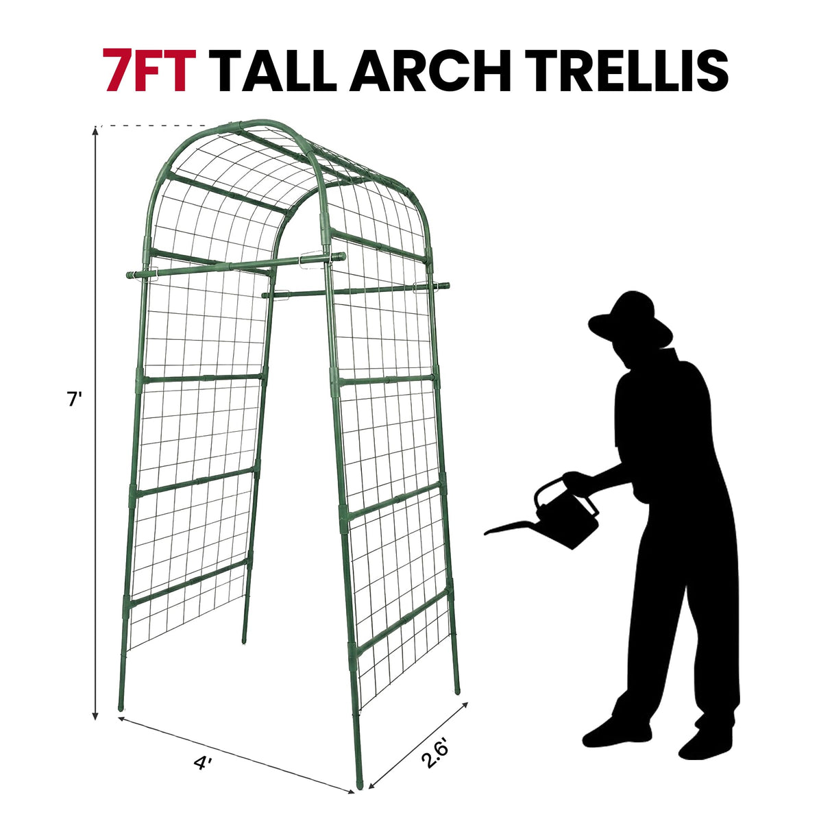 Garden Arch Trellis for Climbing Plants Outdoor, 7 Ft Tall Cucumber Trellis