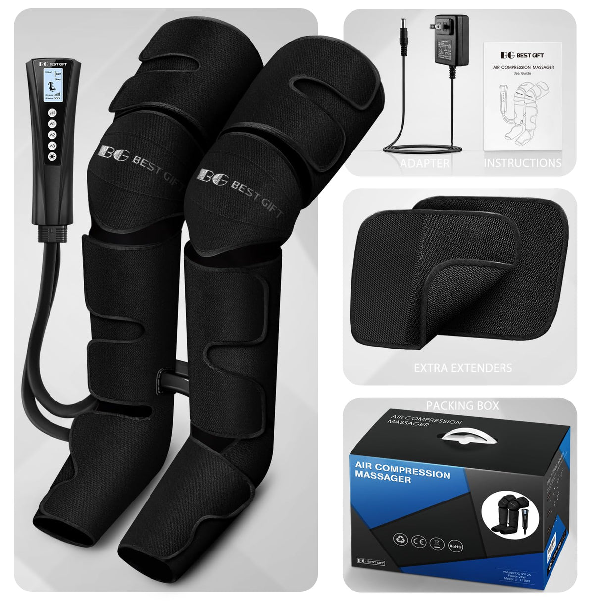 Father's Day Gifts for Dad Men Women Mom, Mother's Day, Christmas, Air Compression Massager with Heat for Foot, Leg, Calf, Thigh, Knee, Helpful for Varicose Veins,Muscle Fatigue, Cramps Swelling Edema