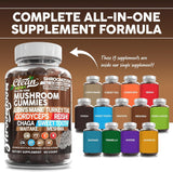 15in1 Mushroom Gummies with Lion's Mane Turkey Tail Cordyceps Reishi Chaga Sweet Toot Maitake Meshima Poria Cocos Shiitake Tremella, Oyster Agaricus Mushrooms for Men and Women Supplement - 2Pack