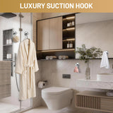 Fenas Large Suction Cup Hooks, Heavy Duty 15lb Holds Towel & Robe, No-Drill Shower Bathroom Hooks for Tile Wall Glass Mirror, Mounts on Smooth Non-Porous Surfaces (2 Pack, Brushed Nickel)