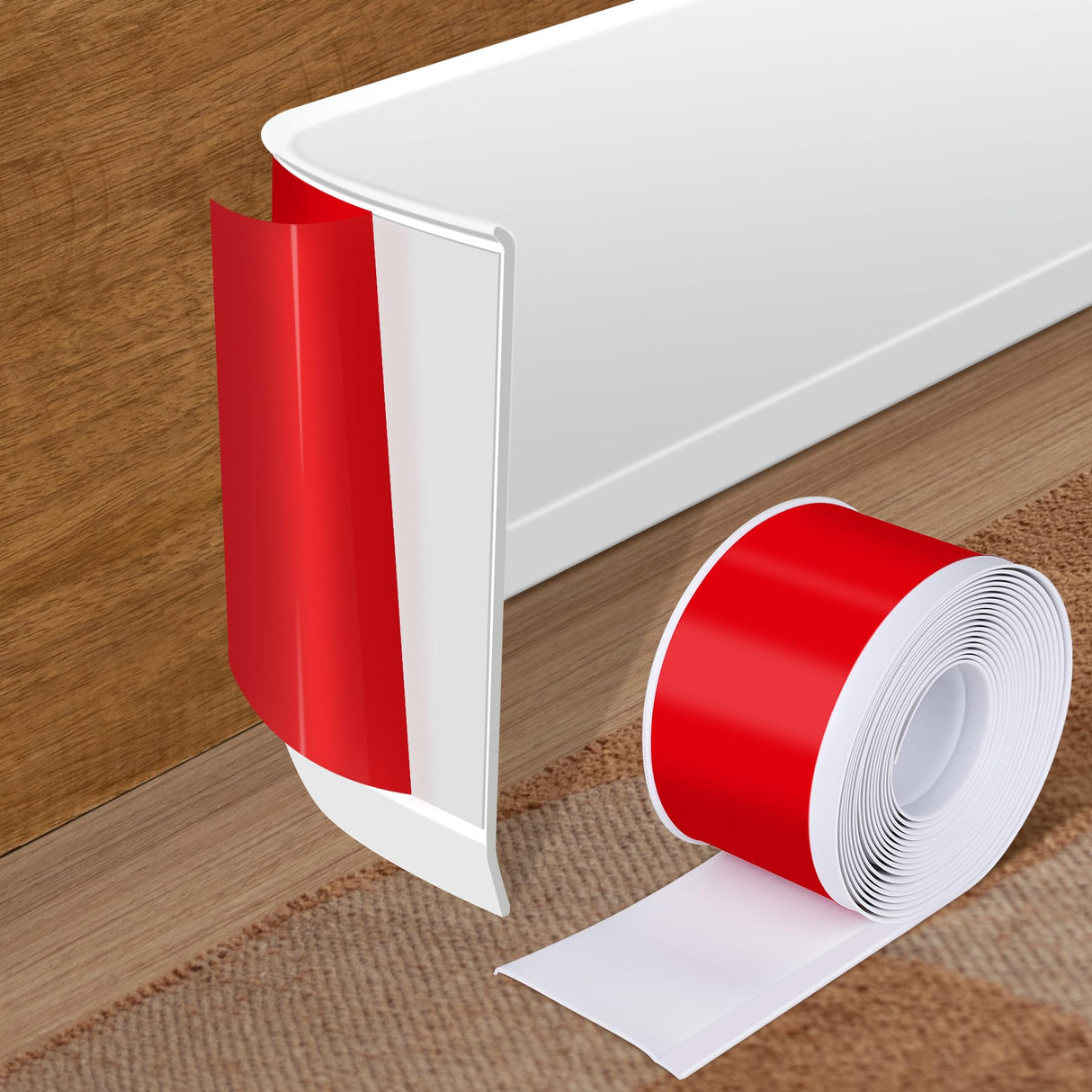 Vinyl Baseboard Molding Trim 4 Inch x 100 Feet Peel and Stick Baseboard Trim Flexible PVC Cove Base Moulding Self-Adhesive Trim for Garage Bathroom Cabinet Floor Walls, White