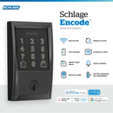 Schlage Encode Smart Wi-Fi Deadbolt Lock with Touchscreen Keypad, Keyless Front Door Entry, App Control, Alexa, Google Home and Airbnb Compatible, Matte Black, BE489WB CEN 622