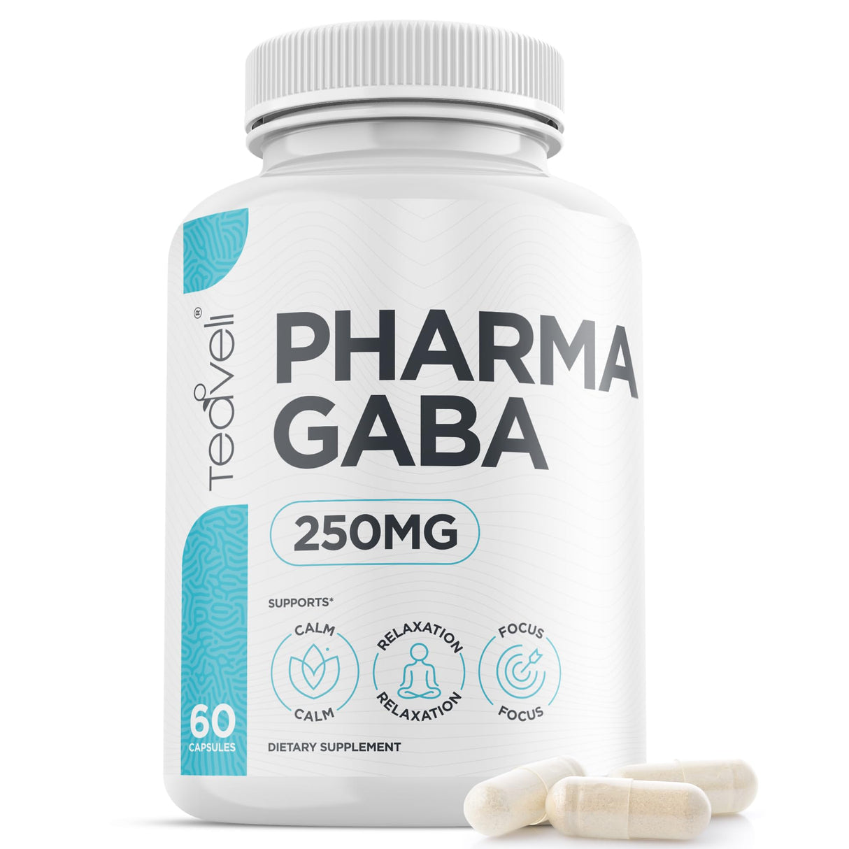 Pharma GABA 250 mg– Naturally Fermented GABA Supplement– Clinically Proven to Support Relaxation, Cognitive Health, Sleep & Focus– PharmaGABA Complements L-Theanine- Alternative to Gummies & Chewables