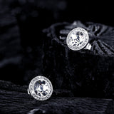 Bonuci 12 Pairs 15 mm Dance Competition Earrings Rhinestone Studs Round Earring Bulk Silver Jewelry Women Performance Wedding(Ear Stud)