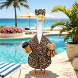 Celltestria Lady Goose Outfits for 23" Geese Bathrobe Brown Leopard Porch Goose Costume Coffee Cup Bear Cucumber Eye Mask Goose Clothes for Outdoor Patio Yard Lawn Garden Decoration