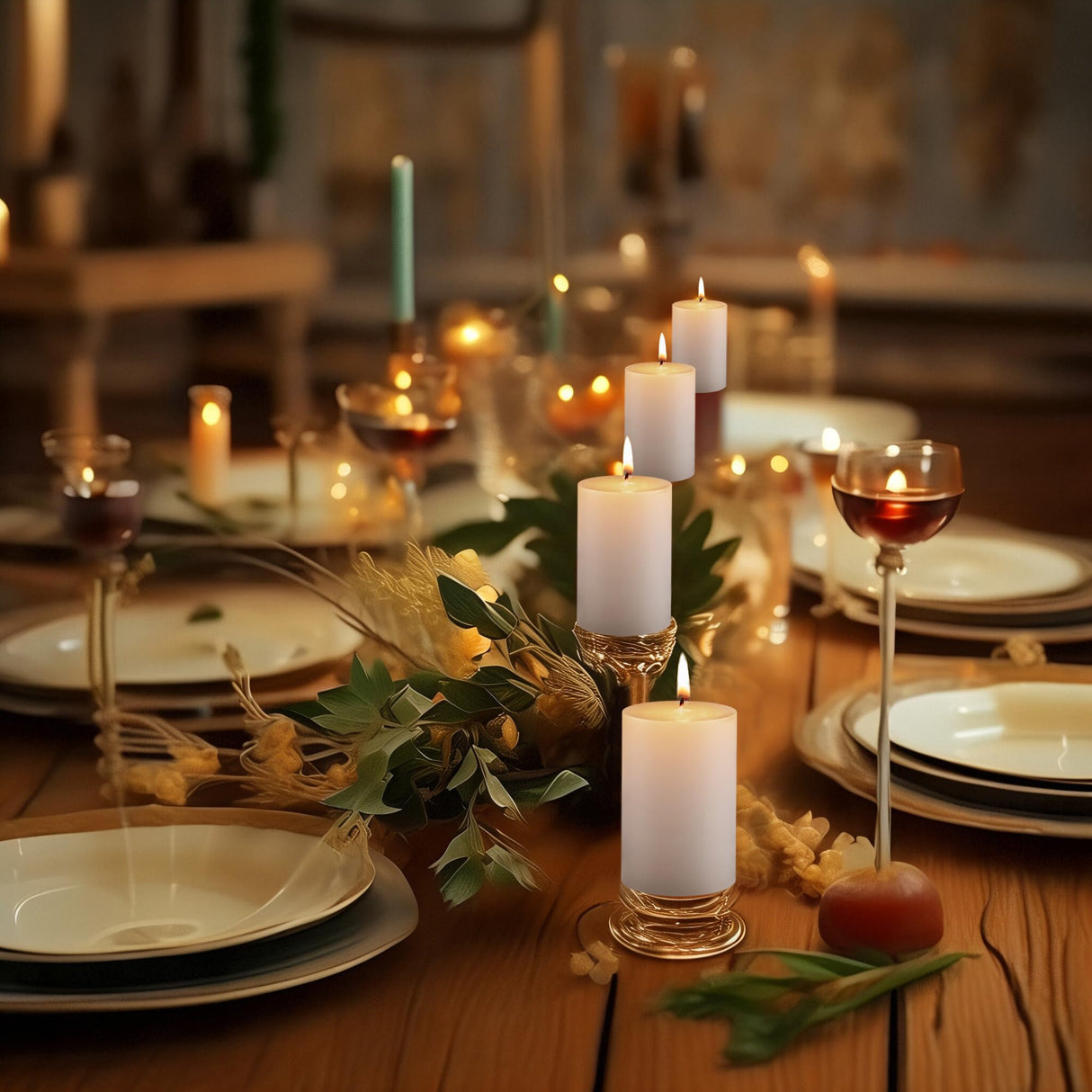 Housecret 50 Pack 2" D x 3" H (20 Hour Burn Time) White Unscented Pillar Votive Candles, Hand Poured Wax Candle Ideal Gifts for Weddings Birthdays Christmas Holidays Party