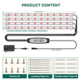 LPMZMBL 4-Bar Grow Light Strips for Indoor Plants, 16" Plant Lights, 6500K Sunlike Grow Lights with 6/12/18H Timer, 5 Dimmable Levels for Indoor Growing