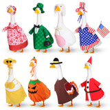 FuWeave 8 Set Holiday Porch Goose Outfits Fall Halloween Christmas Valentine St. Patrick Easter Summer 4th of July Lawn Porch Goose Clothing for Patio Yard Lawn Decor(23 Inch)