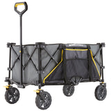 Gorilla Carts Collapsible Folding Outdoor Utility Wagon, 7 Cu Ft Oversized Bed, 150 lb Load Rating, Gray – Foldable Rolling Cart w/ Pockets & Cup Holders for Beach, Camping, Sports or Picnic