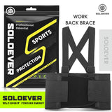 SOLOEVER Work Back Brace for Men & Women, Adjustable Lower Back Support Belt with Suspenders for Back Pain Relief, Moving Construction Warehouse Heavy Lifting Safety & Protection (Black, Medium)